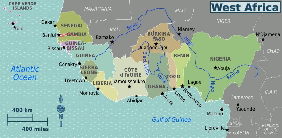 Žemėlapis iš ganos vakarų afrikoje.